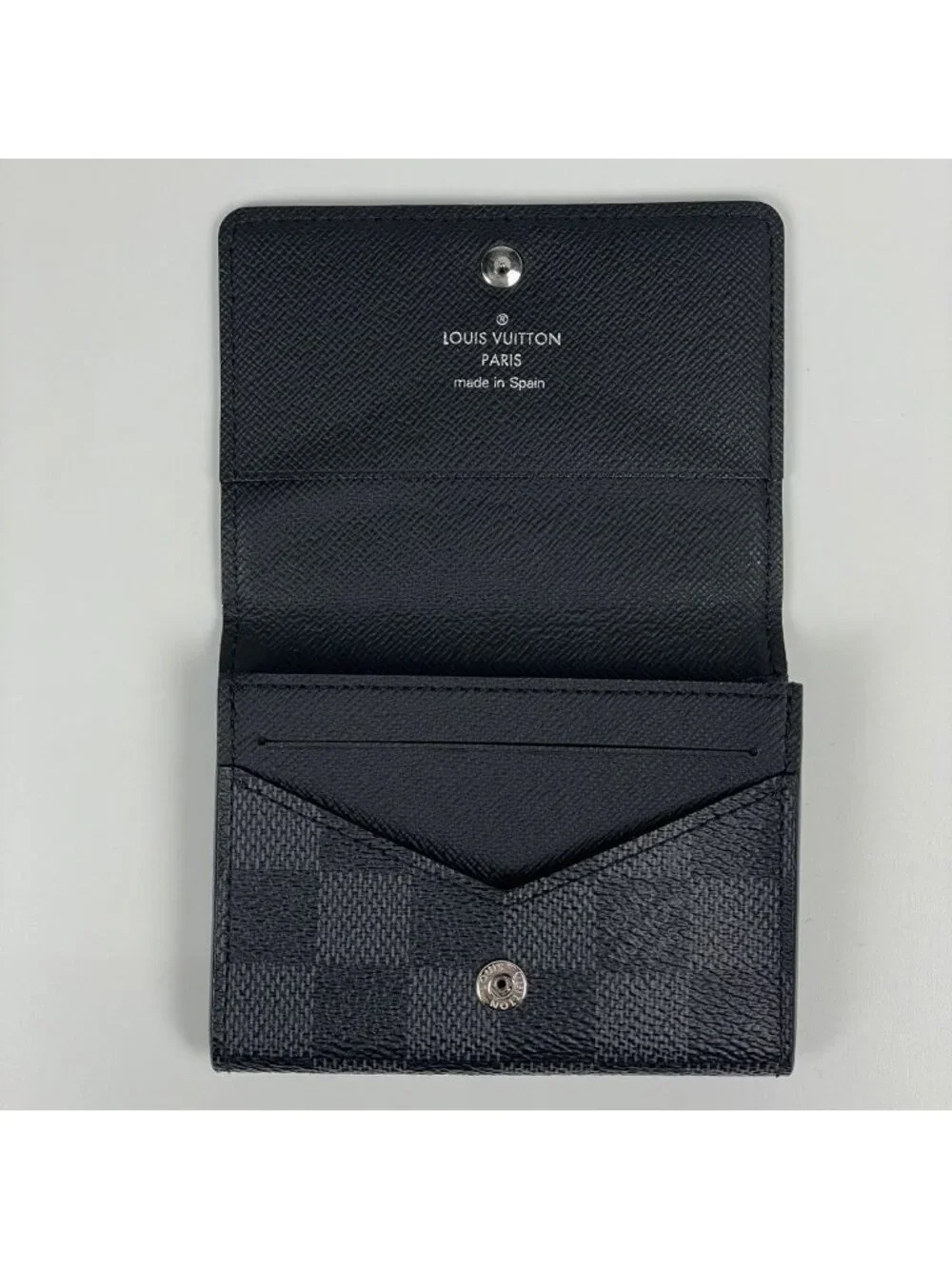 Louis Vuitton Envelope Business Card Holder Case Damier Graphite Black